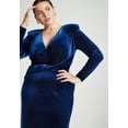 thumbnail image 2 of ELOQUII Women's Plus Size Velvet Tie Waist Gown, 2 of 6