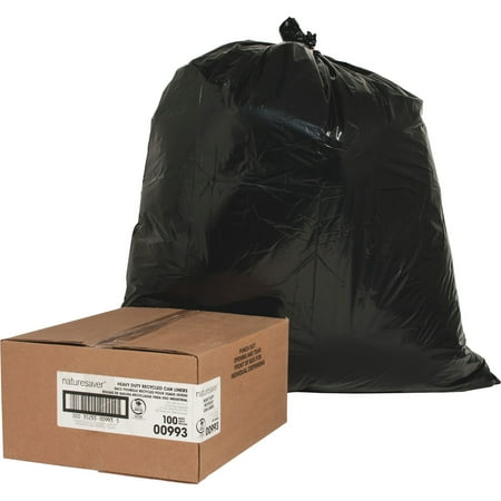 

Nature Saver NAT00993 Black Low-density Recycled Can Liners 100 / Carton Black 33 gal