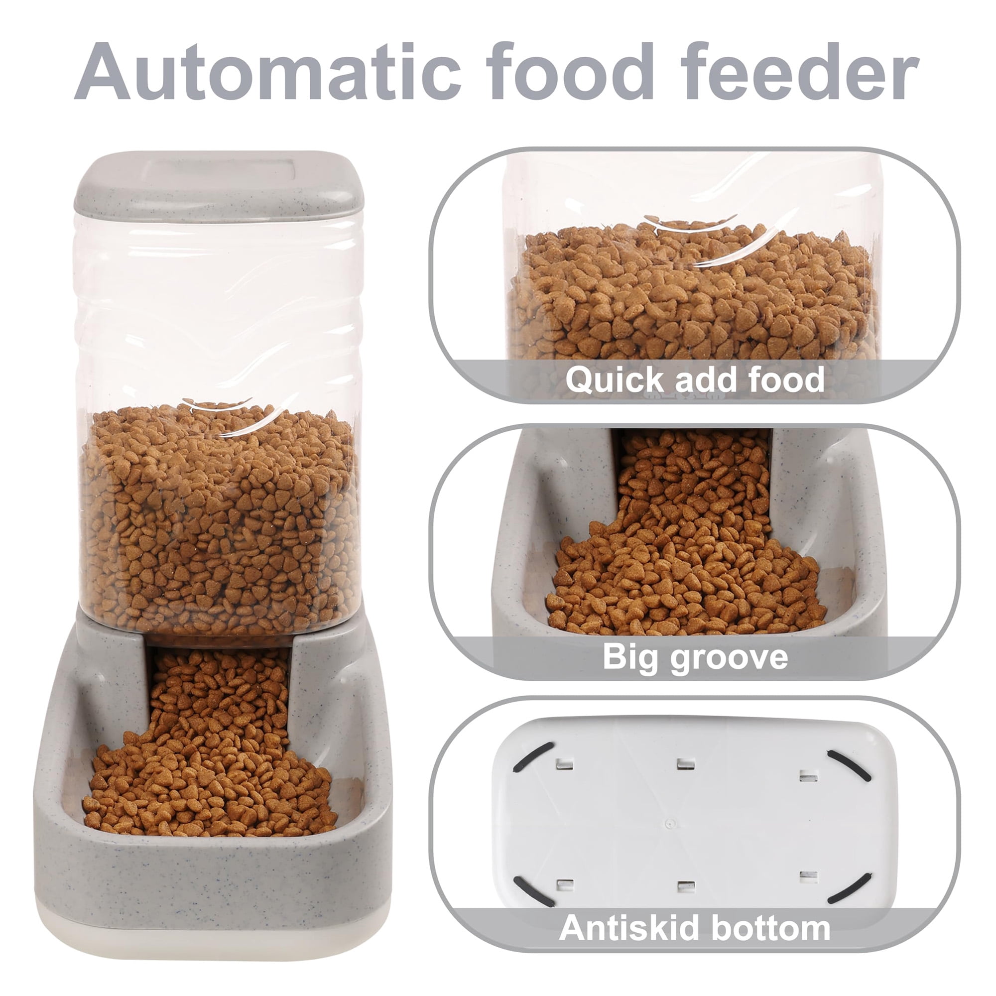 Automatic cat feeder and water dispenser, graity pet bowl for small medium dogs cats rabbits, large capacity 3.8L pet feeder storage container, durable material, perfect for busy pet owners, white