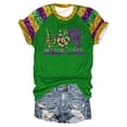thumbnail image 3 of BOOMILK Mardi Gras Shirts for Women Sequin Print Crew Neck Color Block Short Sleeve Top Summer Graphic Tees Plus Size, 3 of 3