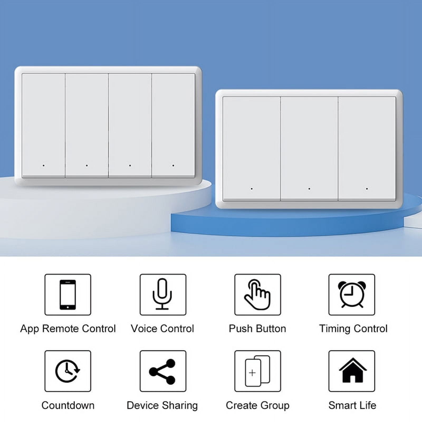 Tuya ZigBee Smart Switch Neutral Wire Optional Intelligent US Wall Button Light Switch AC100-240V for  4Gang