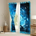 thumbnail image 3 of Rose Butterfly Window Curtains,Girls Butterfly 52"Wx84"L Curtains & Drapes Galaxy Glitter Stars Blackout Curtains,Aesthetics Rose Floral Butterflies Window Treatments 2 Panels Teal Blue Black, 3 of 6