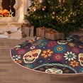 thumbnail image 6 of Daiia Skulls and Flowers Drawing Merry Christmas Tree Skirt , Xmas Large Lace-up Tree Skirt, Santa Snowflakes Rustic Home Decorations New Year Party Farmhouse Decor-30", 6 of 7