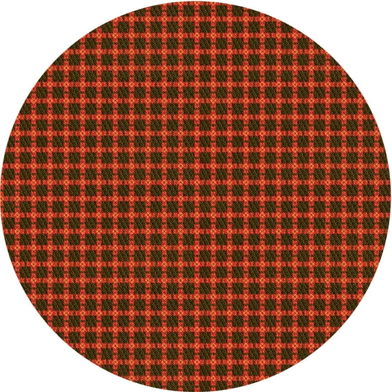 Ahgly Company Indoor Round Patterned Saddle Brown Area Rugs, 4' Round