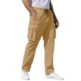 thumbnail image 2 of New Cargo Pants Mens Multi-Pockets Workwear SweatPants Outdoor Casual Straight Trousers Summer Lightweight Versatile Street Pant Camel L, 2 of 4