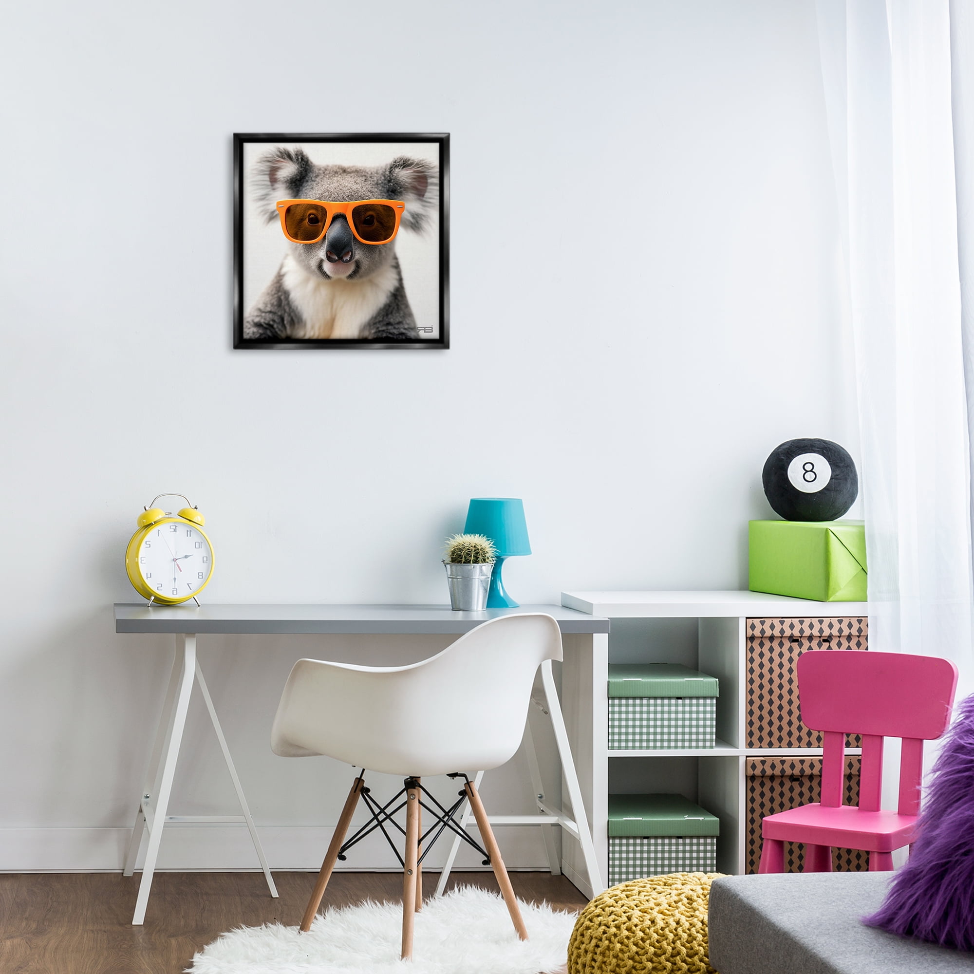 Stupell Industries Cool Koala & Glasses Animals Painting Black Floater Framed Canvas Art Print Wall Art, 18 x 18