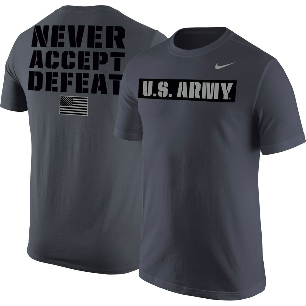 Nike United States Army Grey ‘Never Accept Defeat' Short Sleeve T-Shirt ...