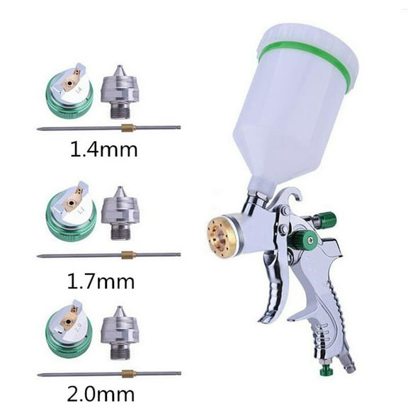 Acaige Gravity Feed HVLP Auto Paint Air Spray Gun w/ 600cc Cup 1.4mm 1.7mm 2.0mm Nozzle