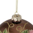 thumbnail image 3 of Northlight 2-Finish Brown and Pink Floral Applique Glass Christmas Ball Ornament 5" (125mm), 3 of 4