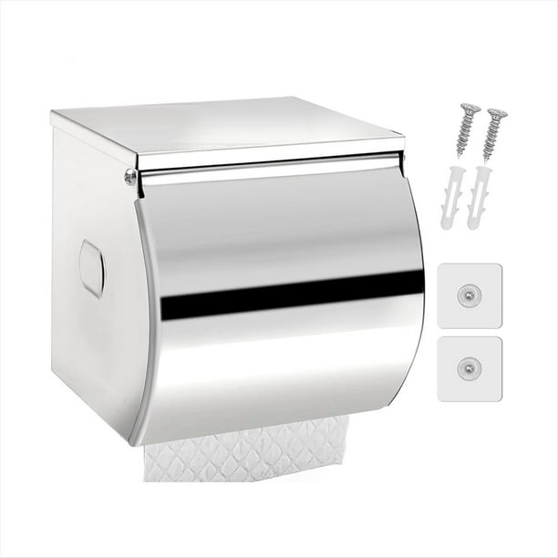 Portarrollos de Papel Higiénico de Pared, Autoadhesivo, con Estante, Resistente Al Agua, de Acero Inoxidable, Color Plateado.