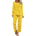 thumbnail image 2 of Awdenio Womens Pajamas Printing Round Neck Short Sleeve Sleepshirt And Pants Sets Loungewear Pajamas With Pockets, 2 of 6
