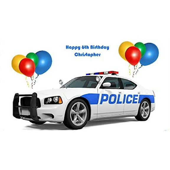 Whimsical Practicality's Police Car Edible Icing Image Cake Topper-1/4 Sheet or Larger