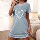 thumbnail image 1 of Camisón corto de poliéster para mujer, talla grande, estampado de San Valentín, cuello redondo, manga corta, 1 of 4
