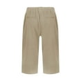 thumbnail image 4 of Ecqkame Women's Capri Pants Summer Straight Solid Color Side Split Work Trousers with Pockets Casual High Waist Beach Pants Khaki-A, 4 of 4