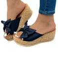 thumbnail image 3 of VBARHMQRT Wedge Sandals for Women Dressy with Arch Support Platform Sandals Wedge Heels Fashion New Slippers Wear A Flatform Bottom Bow White Wedges Shoes for Women Cork, 3 of 7