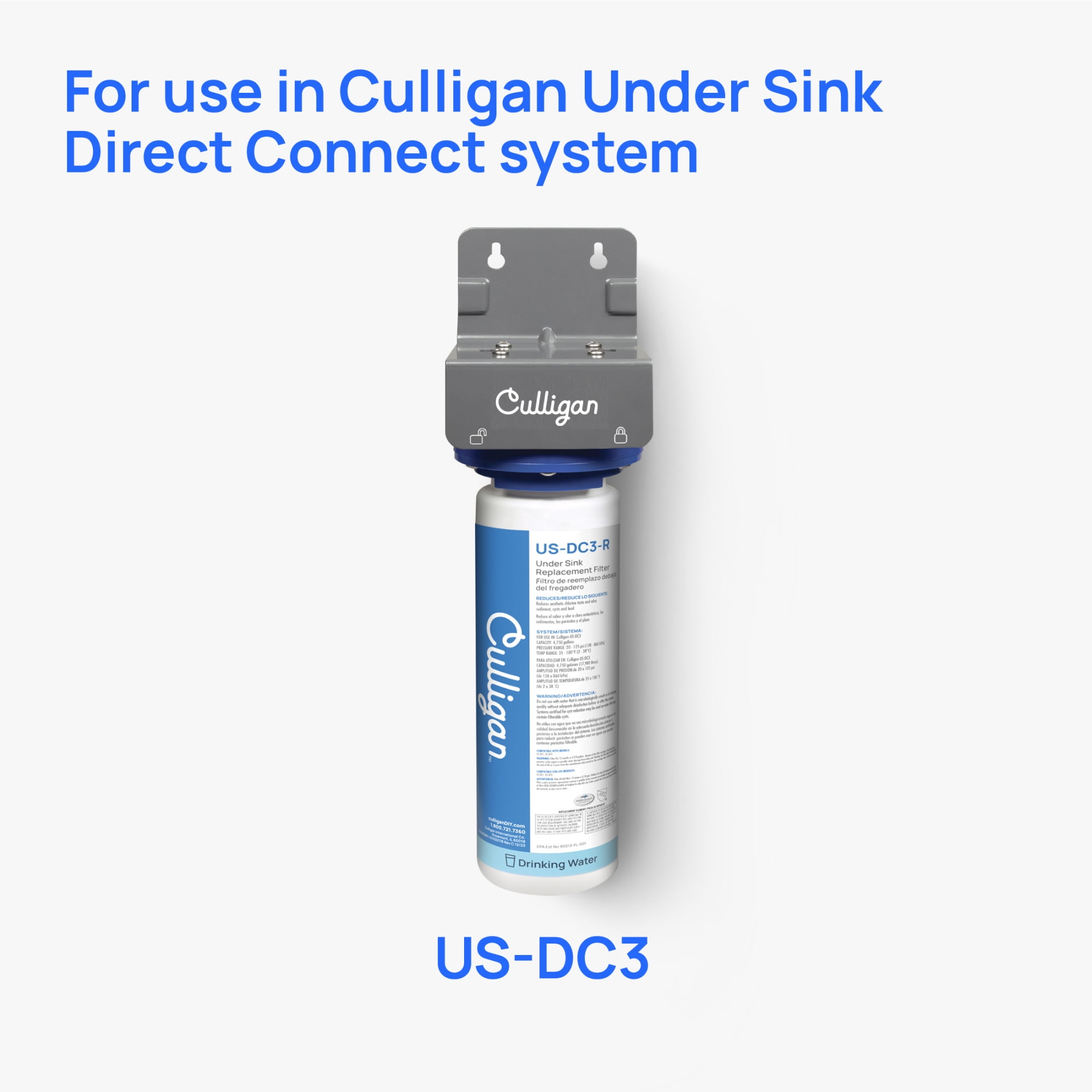Culligan US-DC3-R Under Sink Direct Connect Water Filter Replacement, Advanced