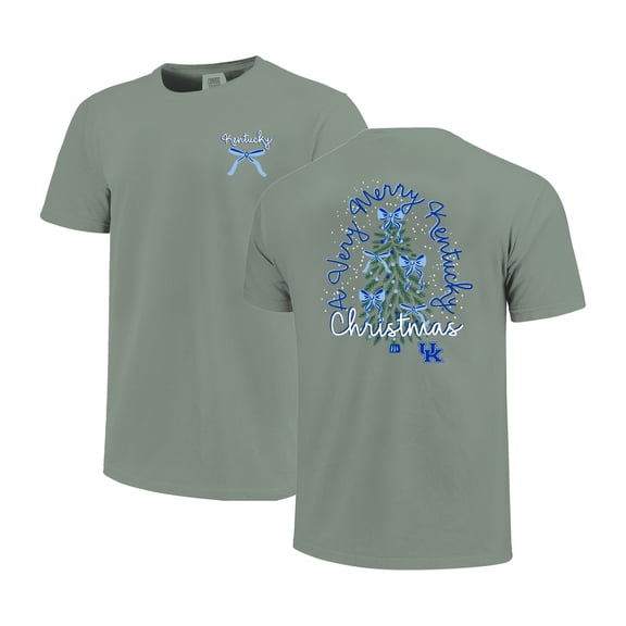 Women's Light Green Kentucky Wildcats Christmas Tree Comfort Colors T-Shirt