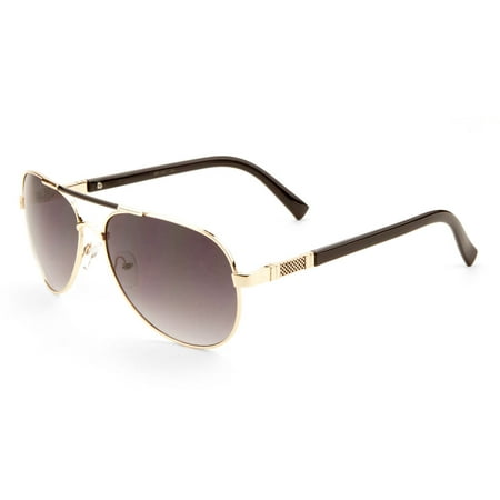MLC Eyewear 'Cher' Double Bar Aviator Fashion Sunglasses Ocean Gradient Lens Gold-black