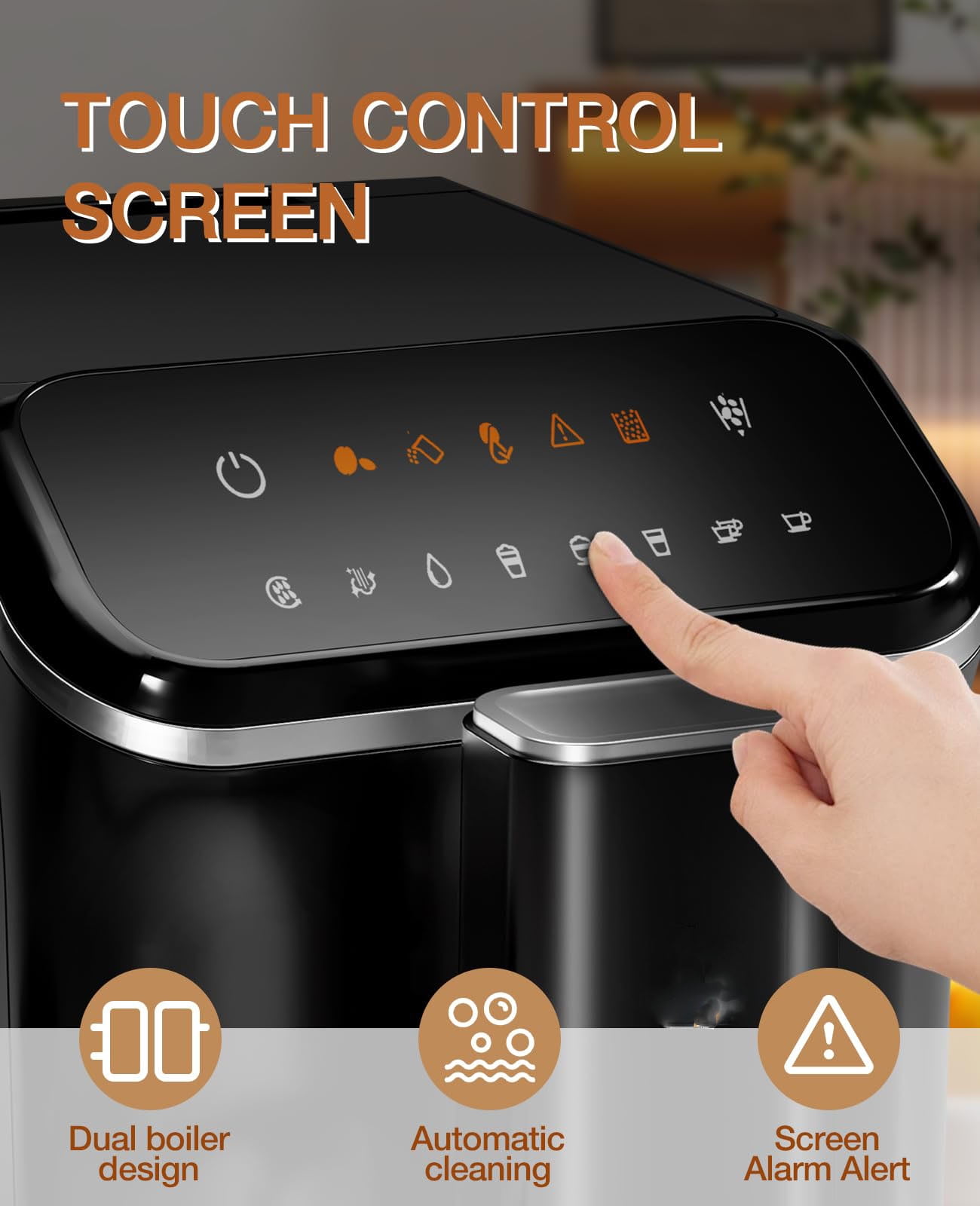 Kselythan Automatic Espresso Machine 20 Bar,Professional Espresso Maker with Automatic Milk Frother,Built-In & Adjustable Espresso Bean Grinder,Touch Screen Coffee Machine with 1.5L Water Tank