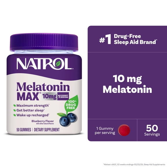 Natrol® MelatoninMax™ Sleep Gummy, Blueberry Flavor, 10 mg, 50 Count