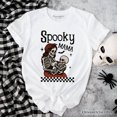 thumbnail image 6 of Spooky Mama Skeleton Halloween T-Shirt, Momster Retro Checkered Tee With Boo Vibes, 6 of 6