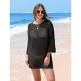 thumbnail image 3 of Traje de baño con capucha SAMPEEL vestido negro de ganchillo para mujer, 3 of 6