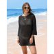 thumbnail image 3 of Traje de baño con capucha SAMPEEL vestido negro de ganchillo para mujer, 3 of 6