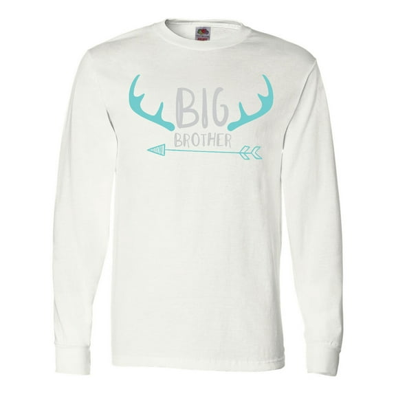 Inktastic Big Brother, Deer Antlers, Arrow - Blue Gray Long Sleeve T-Shirt