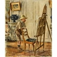 thumbnail image 3 of Etienne Moreau-Nélaton 12x14 Black Modern Framed Museum Art Print Titled - The Young Amateur (1903), 3 of 5