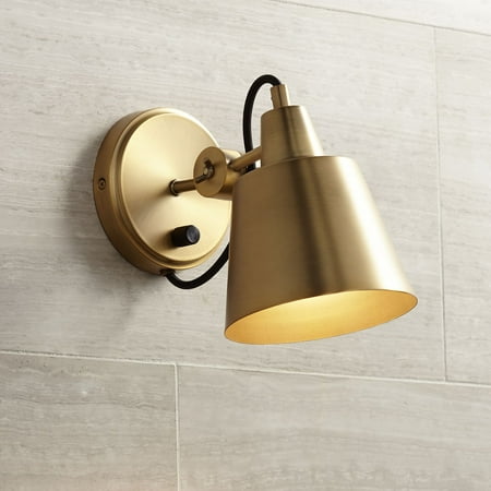 Possini Euro Design Modern Wall Lamp Warm Brass Hardwired 8