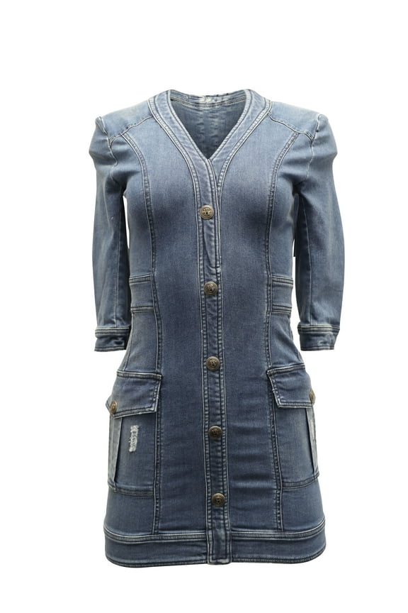 Pre-Owned Pierre Balmain Mini Dress in Blue Denim