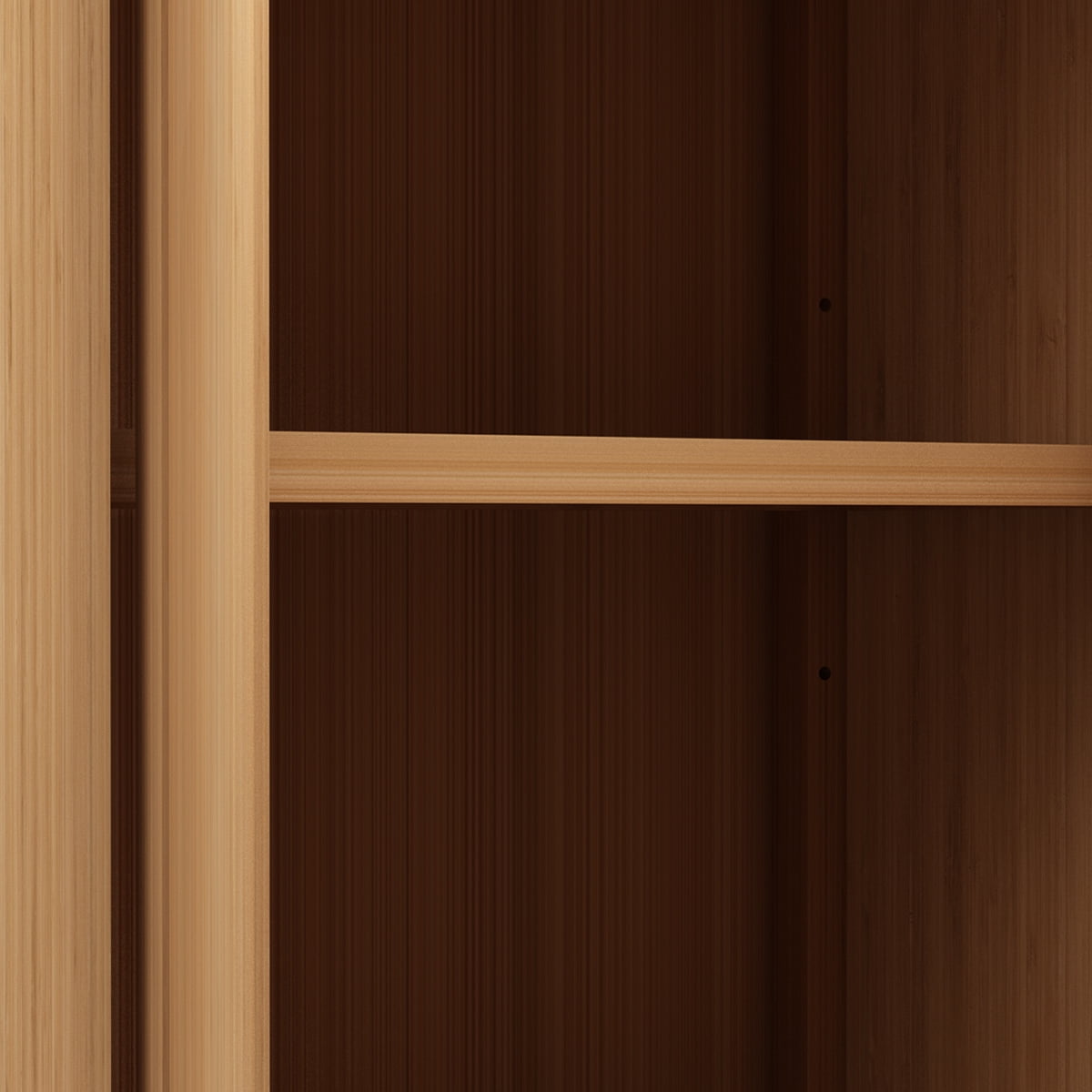 Bamboo Freestanding Storage Cabinet with 2 Louvered Doors, Large Capacity Bathroom Floor Cabinet with Adjustable Shelves, Multipurpose Organizer for Living Room Kitchen Entryway