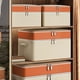 thumbnail image 1 of Bolsa de almacenamiento con cremallera de doble capa - Gran capacidad para ropa y organizador de colchas, caja portátil plegable de tela no tejida, beige, 1 of 7