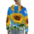 thumbnail image 7 of Uemuo Blue Sky Sunflower Pattern Women's Hoodie with Eye-catching Drawstrings- Casual Pullover Hoodie with Kangaroo Pocket, Stylish Hooded Sweatshirt-XX-Large, 7 of 7