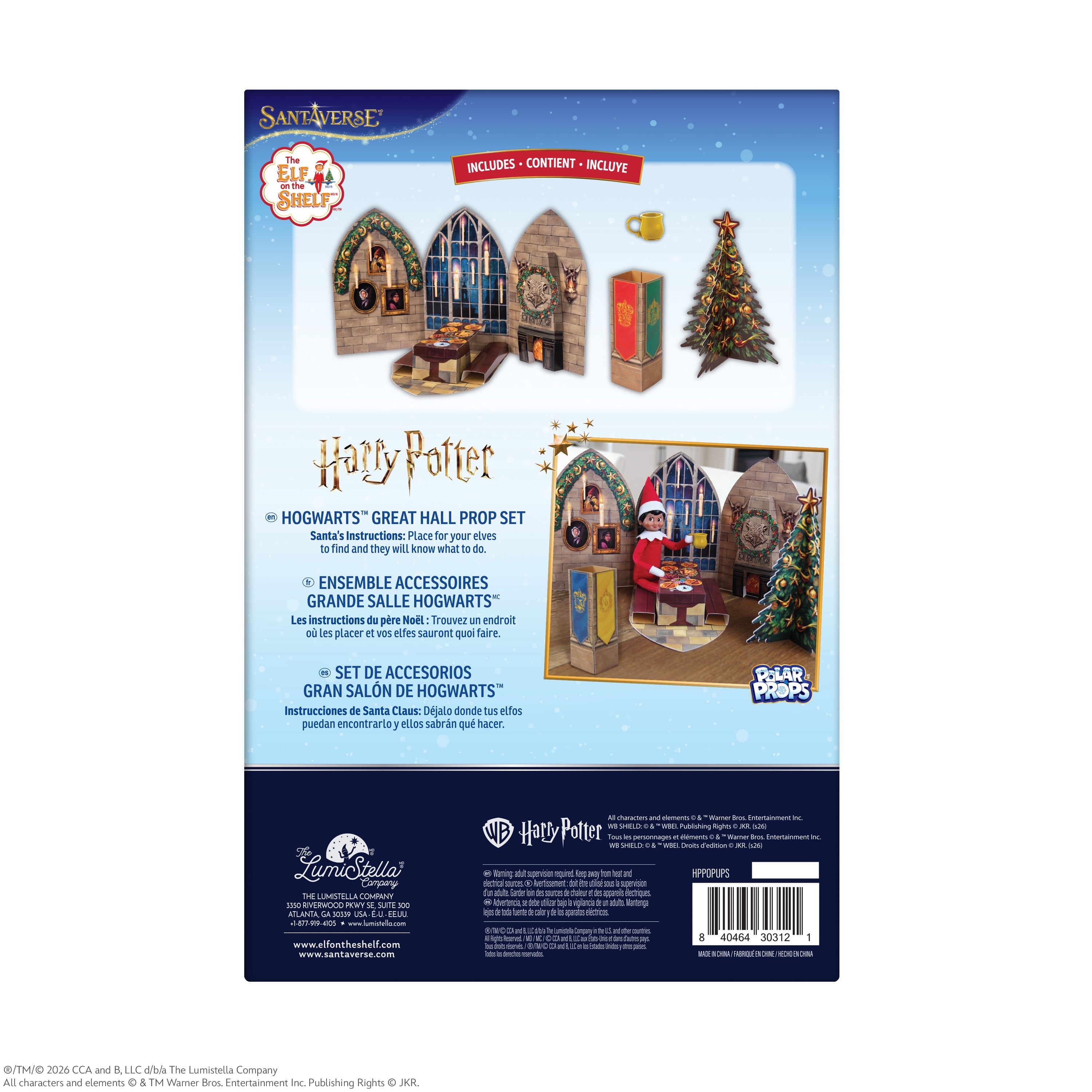 The Elf on the Shelf Harry Potter Hogwarts Great Hall Pop-Up Prop Set - Scout Elf Not Included