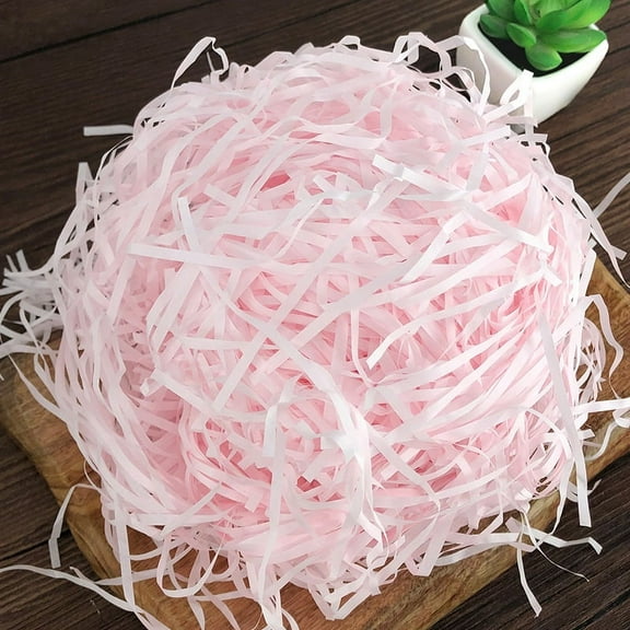 Zhuge 100g Lafite Grass Silk PaperCut Paper Shred Filler for Gift Wrapping Basket Filling Birthday Wedding Christmas Thanksgiving Mother's Day (Light Pink)