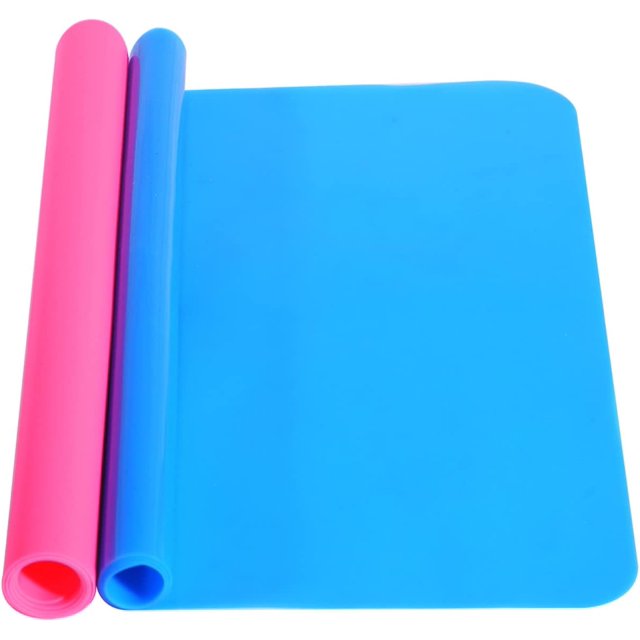 2-Pack Large Silicone Sheet Mats for Resin Casting Mould,Clay Tools Mat 15.7" x 11.8" (Blue & Pink）