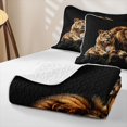 thumbnail image 4 of Manfei Woodland Lion Bed Spread Queen, Valentine's Day Animals Queen Coverlet Set, Black Brown, Black Reversible, 3-Piece, 1 Quilt and 2 Pillowcases, 4 of 7