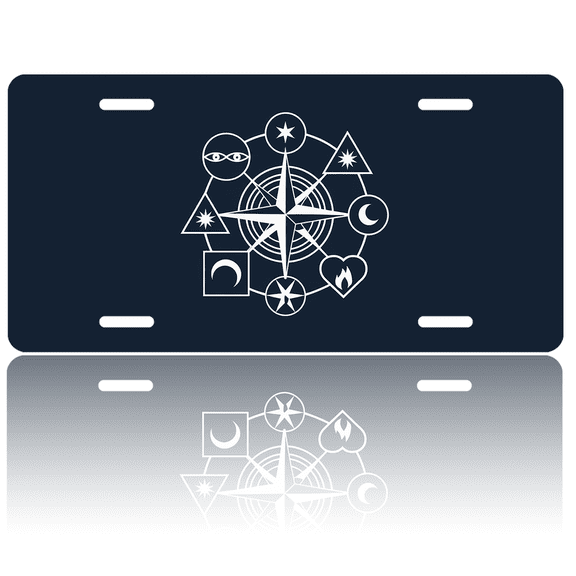 1 Pcs 2D Flat License Plate Covers & Frames, Mystical Symbols For Decorative Front, Waterproof For Decoration Aluminum License Plate Covers & Frames Cover For Men Women, 12" X 6"
