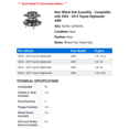 thumbnail image 2 of Rear Wheel Hub Assembly - Compatible with 2004 - 2013 Toyota Highlander AWD 2005 2006 2007 2008 2009 2010 2011 2012, 2 of 2