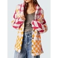 thumbnail image 3 of Colorful Sweaters for Women Button Down Collar Oversized Sweater Coats Y2k Fall Fashion Outfit Rose  size, 3 of 4
