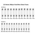 thumbnail image 5 of 24 Values 360 pcs Fast-Blow Glass Fuses Assortment Kit 5x20mm 250V 0.25 0.5 1 2 3 4 5 8 10 12 15 20A 6x30mm 250V 0.5 1 2 3 4 5 6 7 8 10 15 20A amp packag in a Clear Plastic Box, 5 of 7