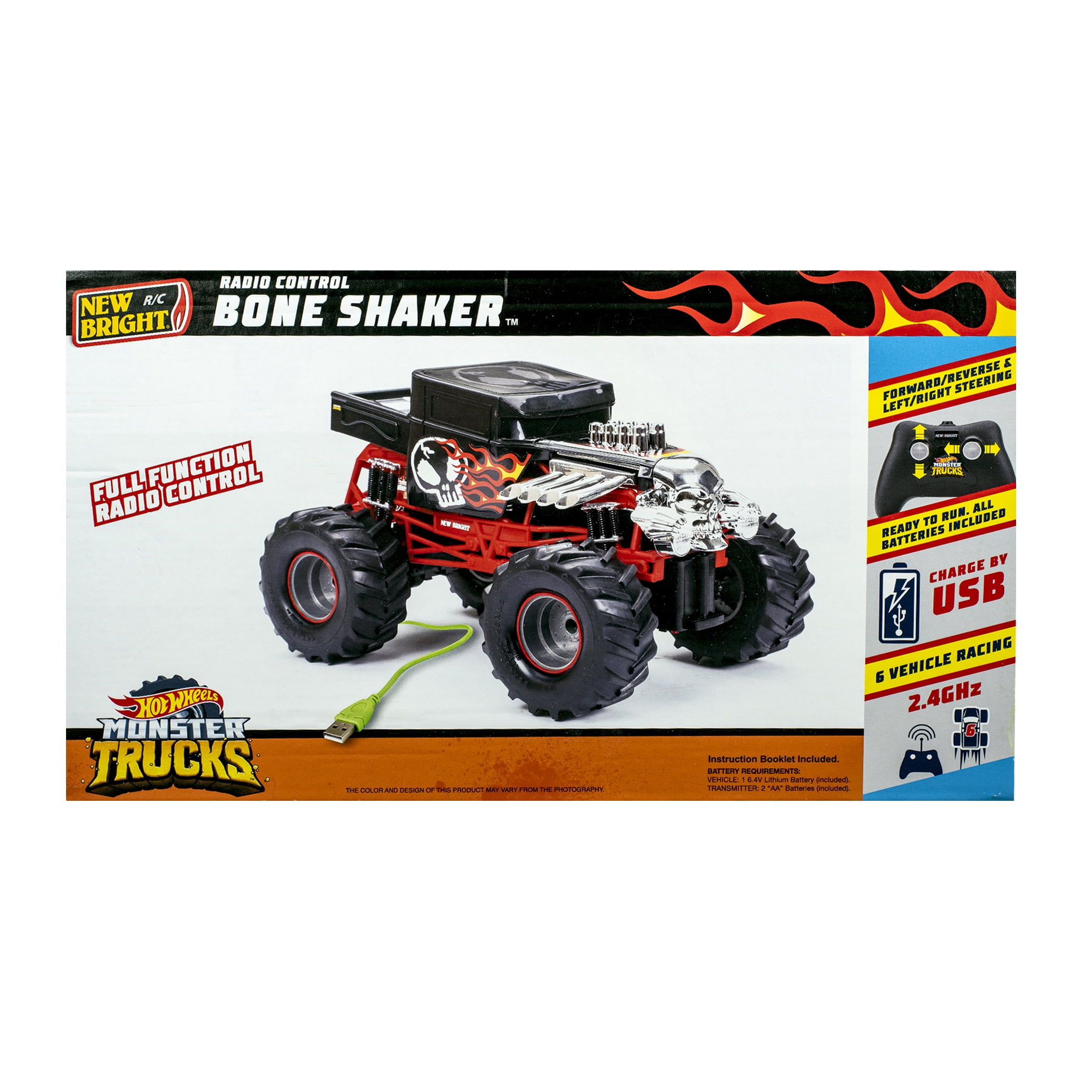 Hot Wheels Monster Trucks Remote Control Bone Shaker Vehicle - 1:15 Scale