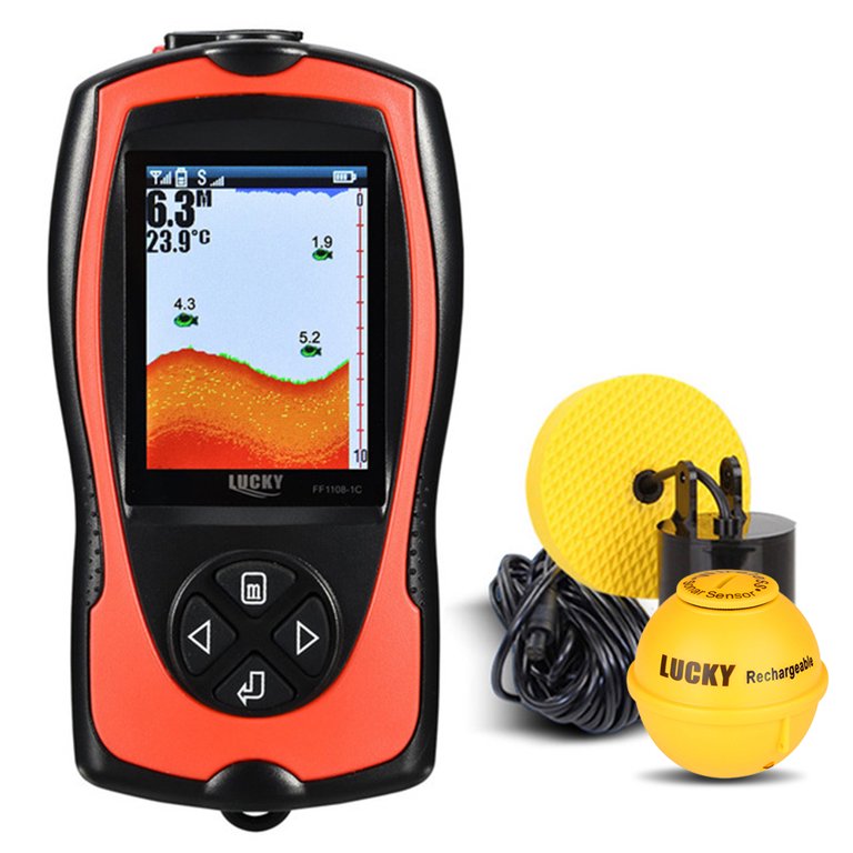 Ff1108-1cla Portable Fish Finder 100m/300ft Depth Fish Alarm Wired Wireless Fish Detector, Size: Wired & Wireless