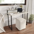 thumbnail image 2 of Castle Place Minimalist 39" Metal Computer Desk With Shelf, Light Grey, 2 of 11