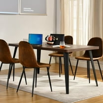 FurnitureR 63-Inch Outdoor Dining Table with Weather-Resistant Wooden Top and Metal Frame, Patio Table for 4-6