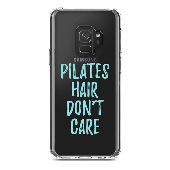 DistinctInk Clear Shockproof Hybrid Case for Samsung Galaxy S9 (5.8" Screen) - TPU Bumper Acrylic Back Tempered Glass Screen Protector - Pilates Hair Don't Care