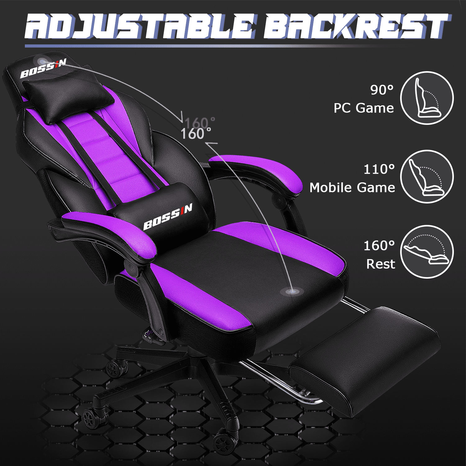 PUKAMI Gaming Chair with Massage, Ergonomic Heavy Duty Design with
