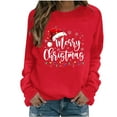 thumbnail image 2 of HOMBOM Sweatshirts for Women Festive Crewneck Merry Red Graphic Xmas Fall Ladies Sweatshirt Christmas, 2 of 5