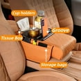thumbnail image 3 of Multifunctional PU Leather Car Mat, Multifunctional PU Leather Car Armrest Box Mat, 5-in-1 Center Console Cover, with Cup Holder, Tissue Slot & Phone Holder for Most Cars (Grey), 3 of 8